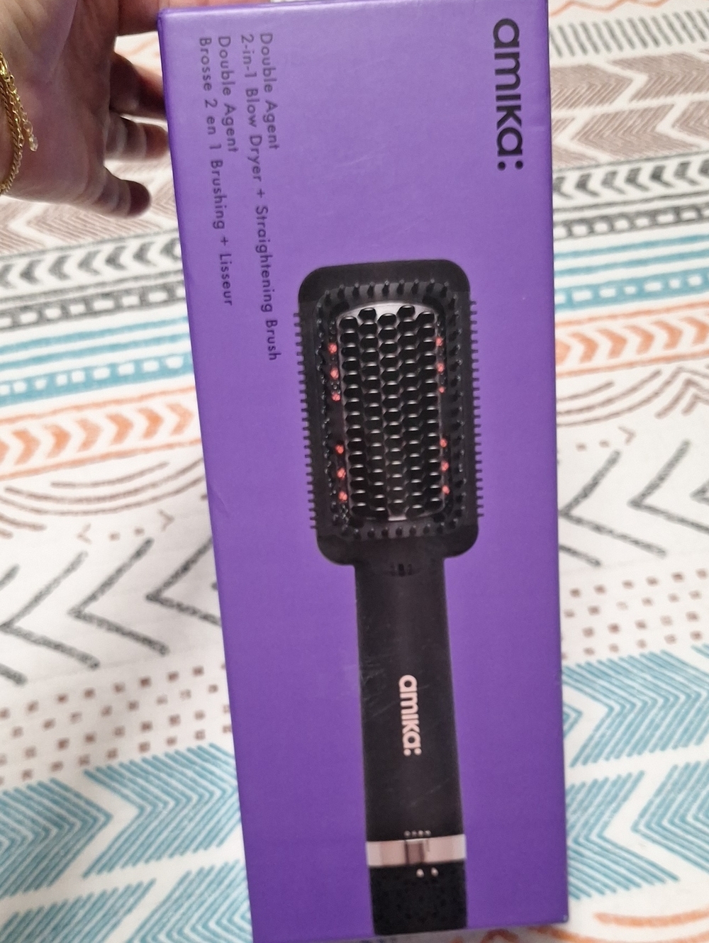 Amika Double Agent 2-in-1 Dryer + Straigtener Brush Black & Rose Gold - Picture 10 of 11